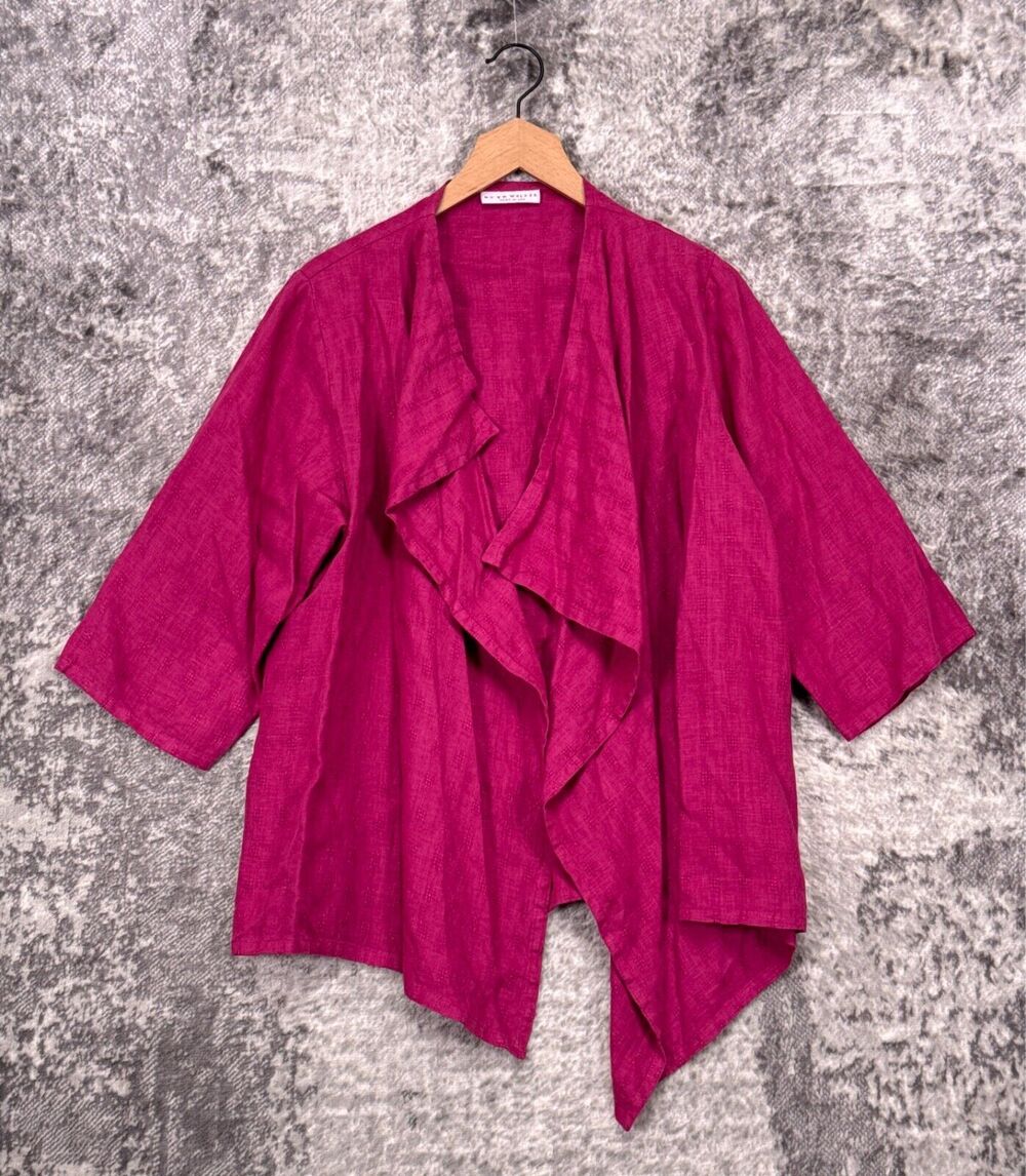 Bryn Walker Top Small Womens Pink Linen Open Front Waterfall Lightweight Jacket